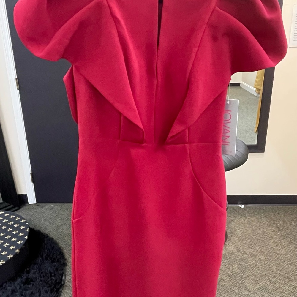 Jovani Elegant Red Long Sleeve Dress